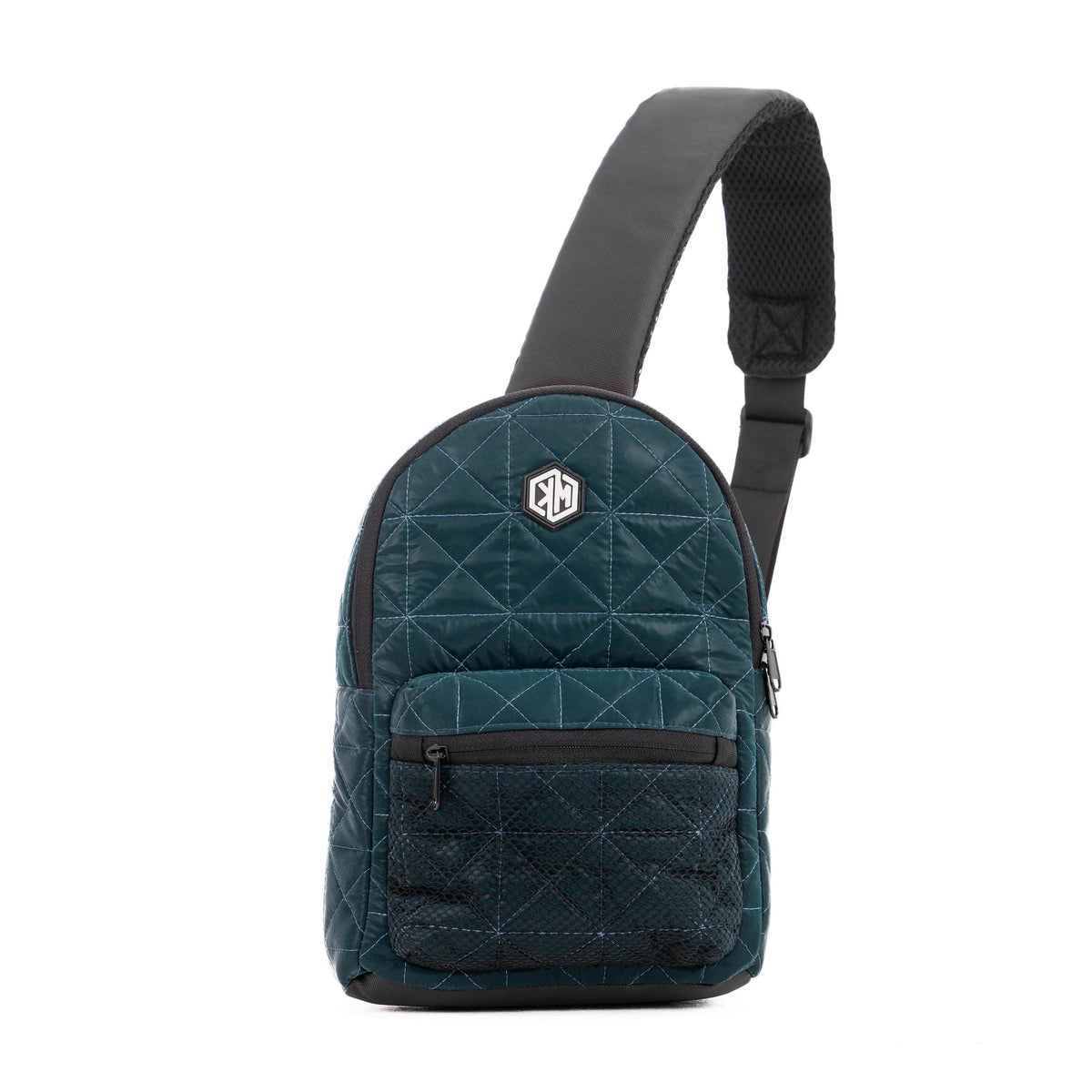 Travel Mate Crossbody Sling Backpack – Petrol by KM Signee – compact quilted crossbody bag, image 2 of 7