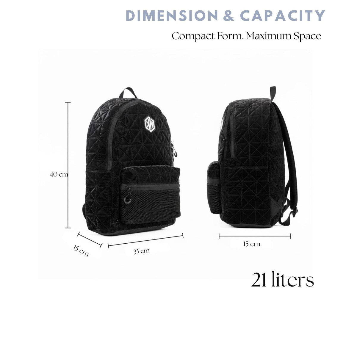 VoyagePorter Travel Backpack – Black by KM Signee – quilted lifestyle and travel backpack, image 11 of 15