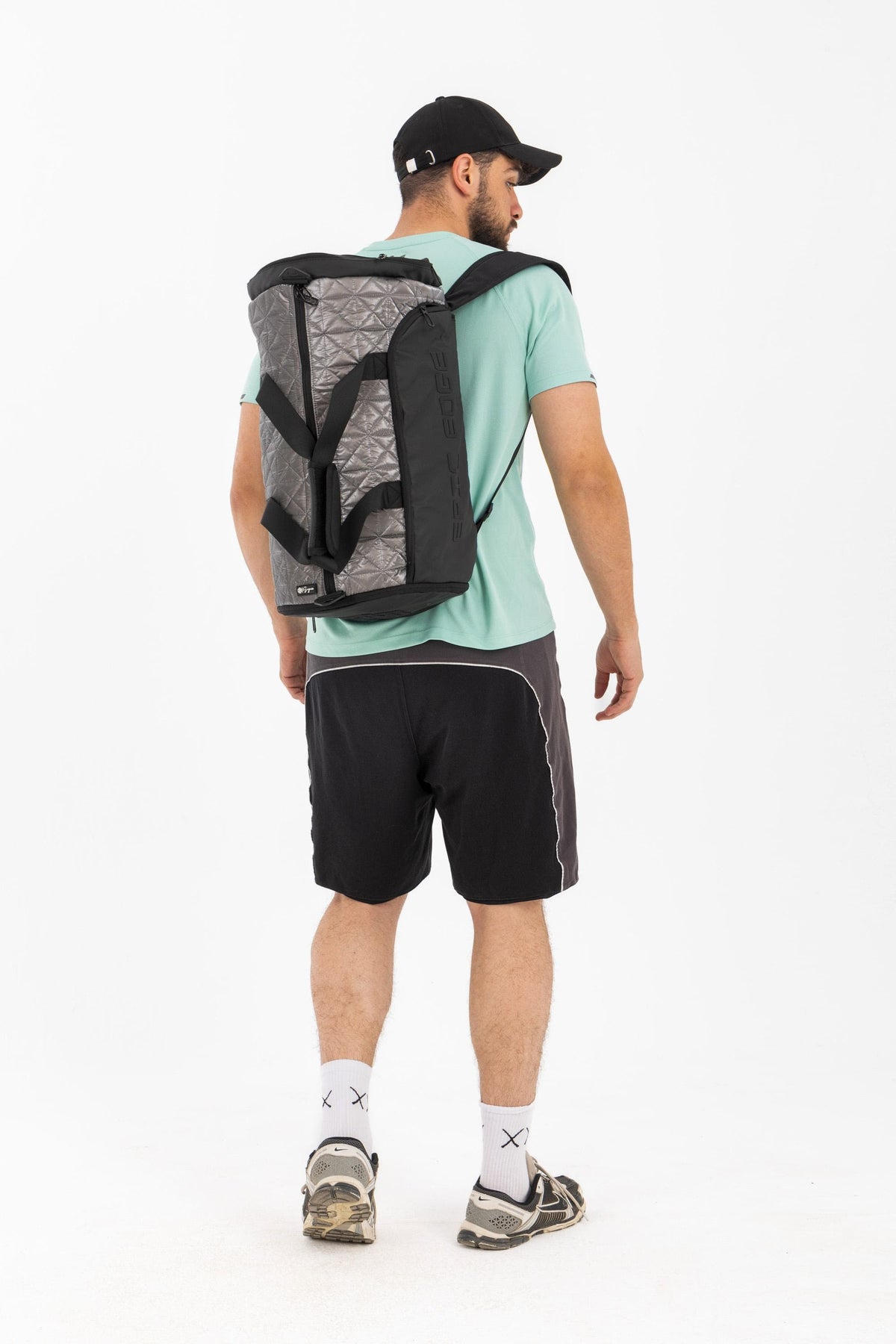 Metallic Grey LuxePorter 3-in-1 Sport & Travel Bag by KM Signee – convertible backpack, duffle and shoulder bag, image 7 of 16