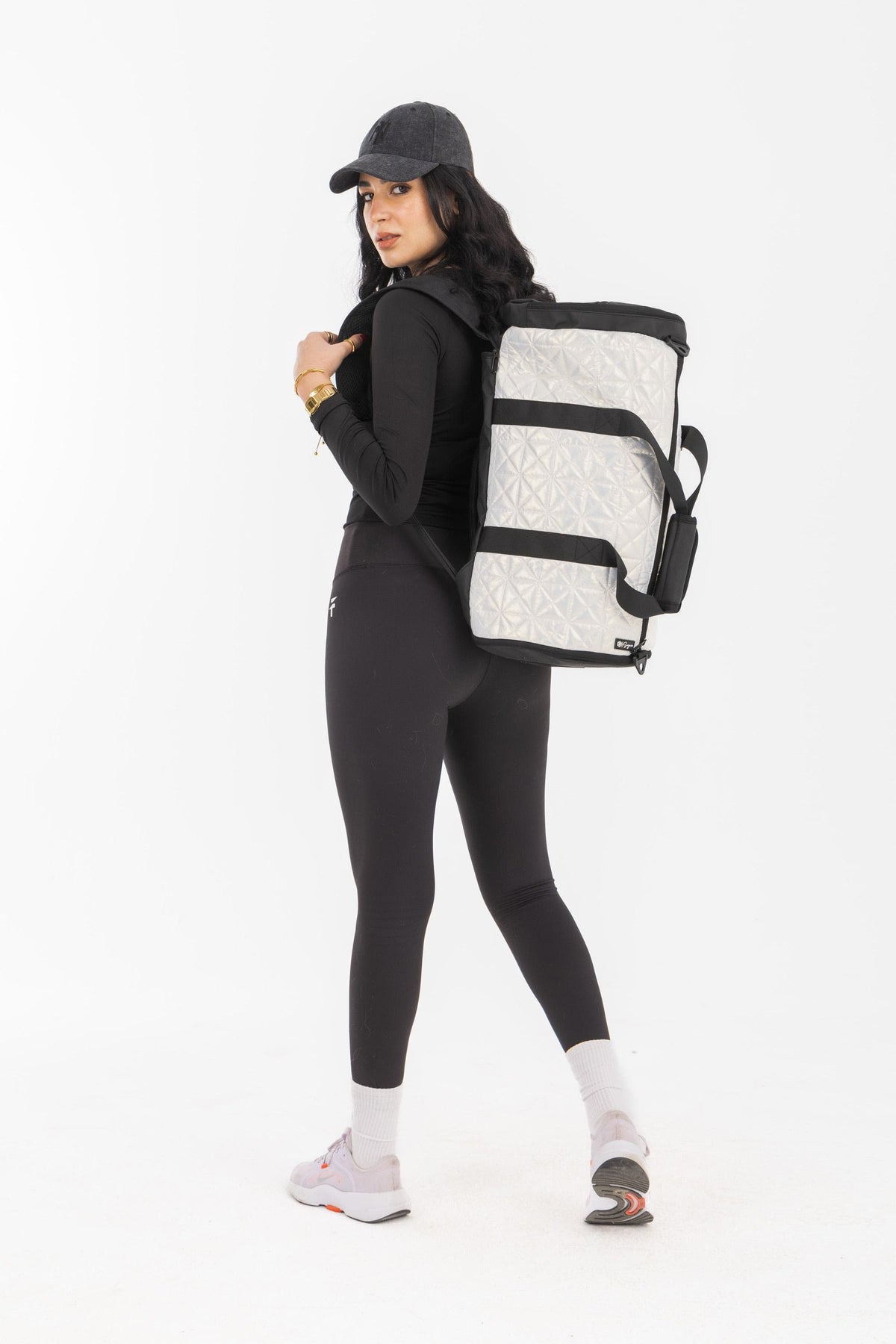 White Pearls LuxePorter 3-in-1 Sport & Travel Bag by KM Signee – convertible backpack, duffle and shoulder bag, image 4 of 16