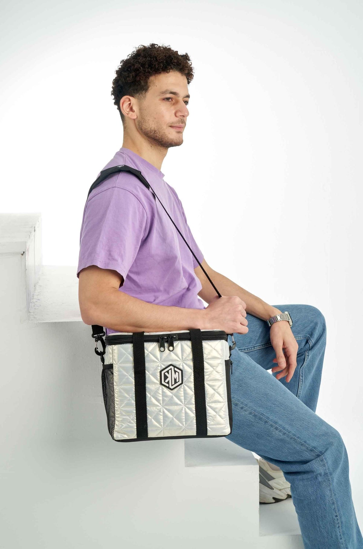White Pearls Thermal Bag by KM Signee – insulated hot and cold lunch bag, image 4 of 9