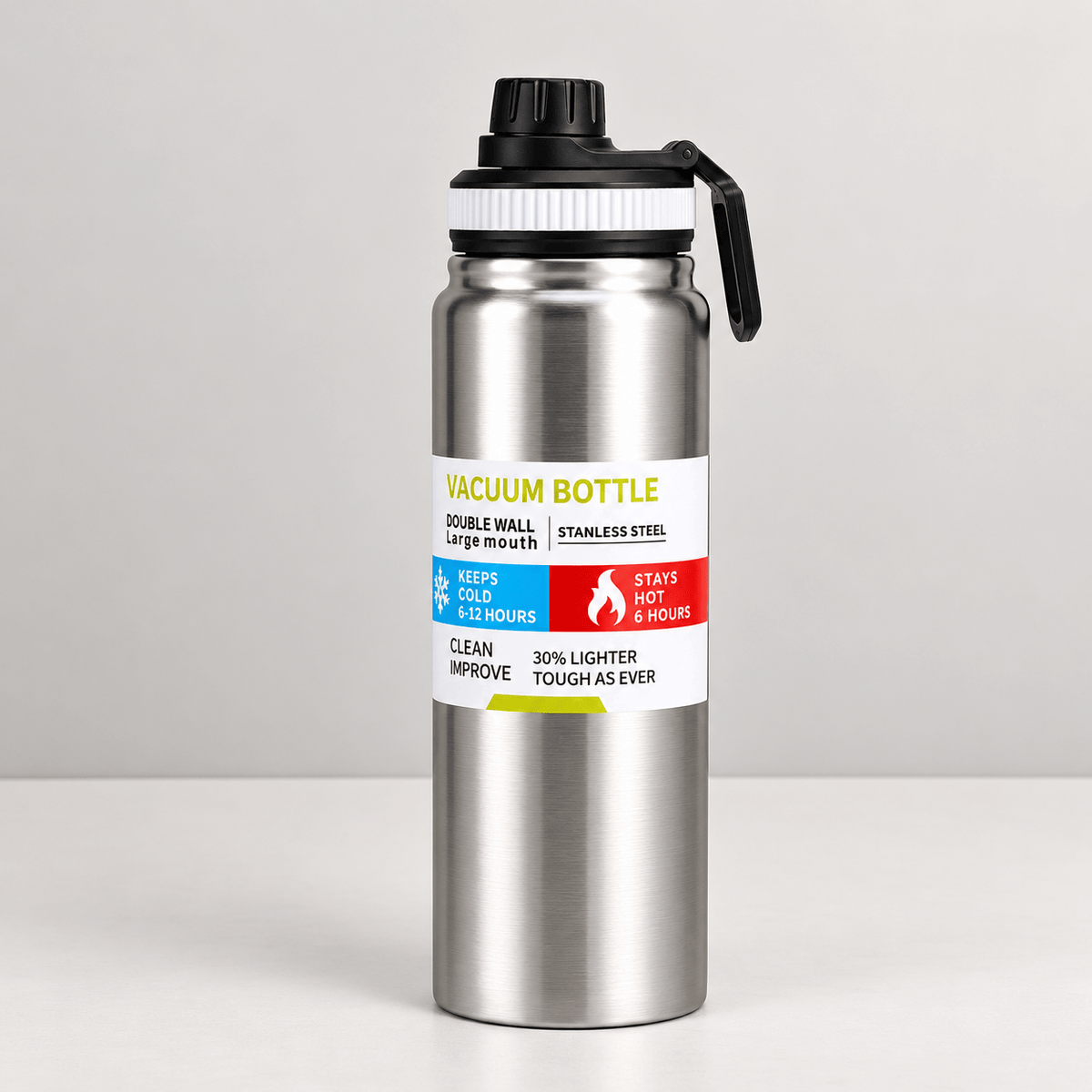 800ml Insulated Sport Water Bottle by KM Signee – double-wall stainless steel flask, keeps drinks hot, image 1 of 9
