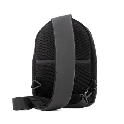 Travel Mate Crossbody Sling Backpack – Black Metallic by KM Signee – compact quilted crossbody bag, image 7 of 7