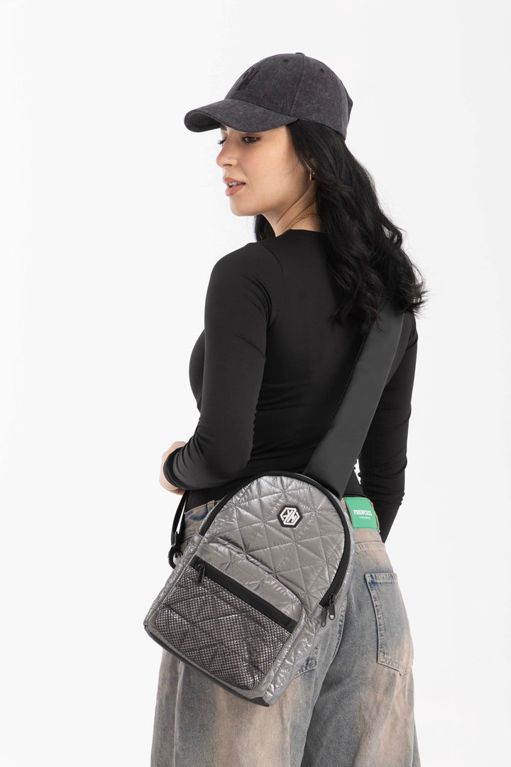 KM Signee Backpack Epic Edge Travel Mate (crossbody/sling backpack) - Metallic Grey