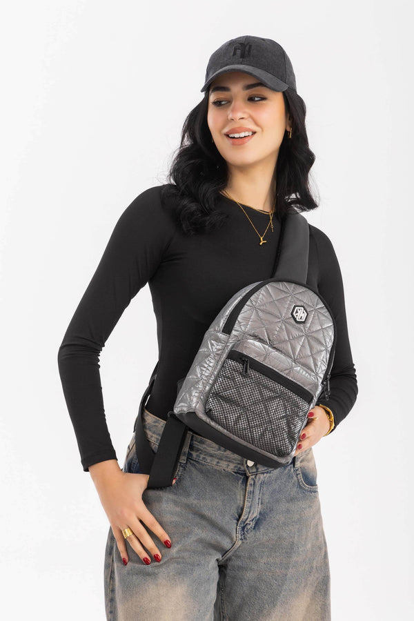 KM Signee Backpack Epic Edge Travel Mate (crossbody/sling backpack) - Metallic Grey