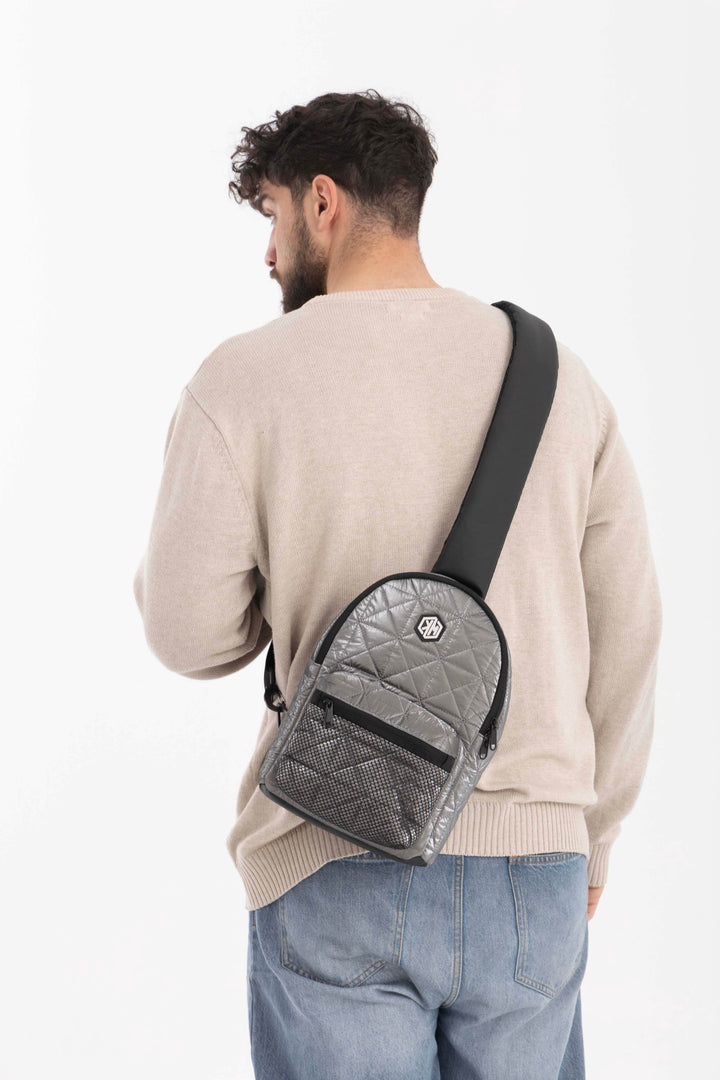 KM Signee Backpack Epic Edge Travel Mate (crossbody/sling backpack) - Metallic Grey