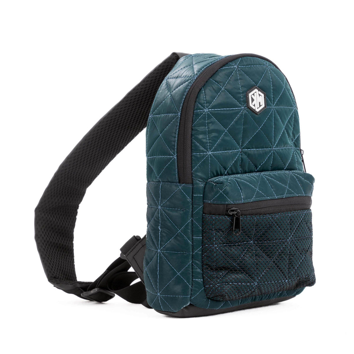 Travel Mate Crossbody Sling Backpack – Petrol by KM Signee – compact quilted crossbody bag, image 6 of 7