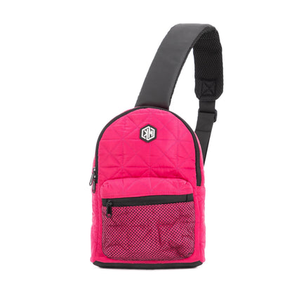 Travel Mate Crossbody Sling Backpack – Pink by KM Signee – compact quilted crossbody bag, image 3 of 7