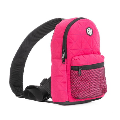 Travel Mate Crossbody Sling Backpack – Pink by KM Signee – compact quilted crossbody bag, image 6 of 7
