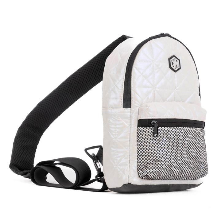 KM Signee Backpack Epic Edge Travel Mate (crossbody/sling backpack) - White Pearls