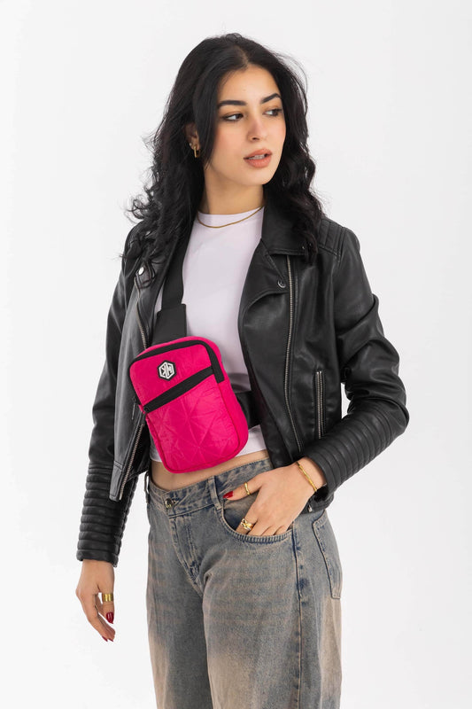 Pink Travel Mini Sling Crossbody Bag by KM Signee – compact anti-theft crossbody bag, image 1 of 4