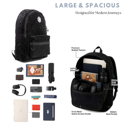 VoyagePorter Travel Backpack – Black by KM Signee – quilted lifestyle and travel backpack, image 13 of 15