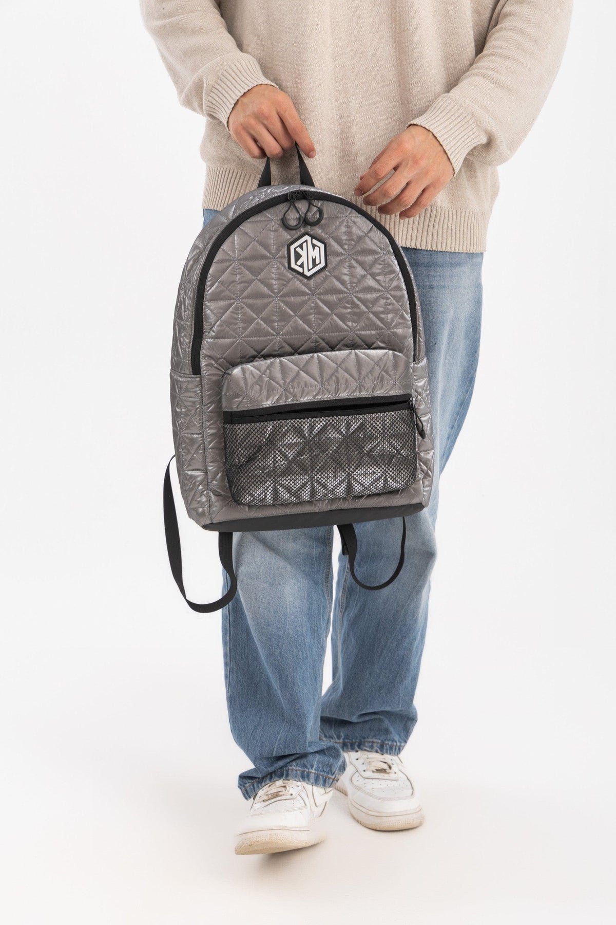 VoyagePorter Travel Backpack – Grey by KM Signee – quilted lifestyle and travel backpack, image 5 of 6