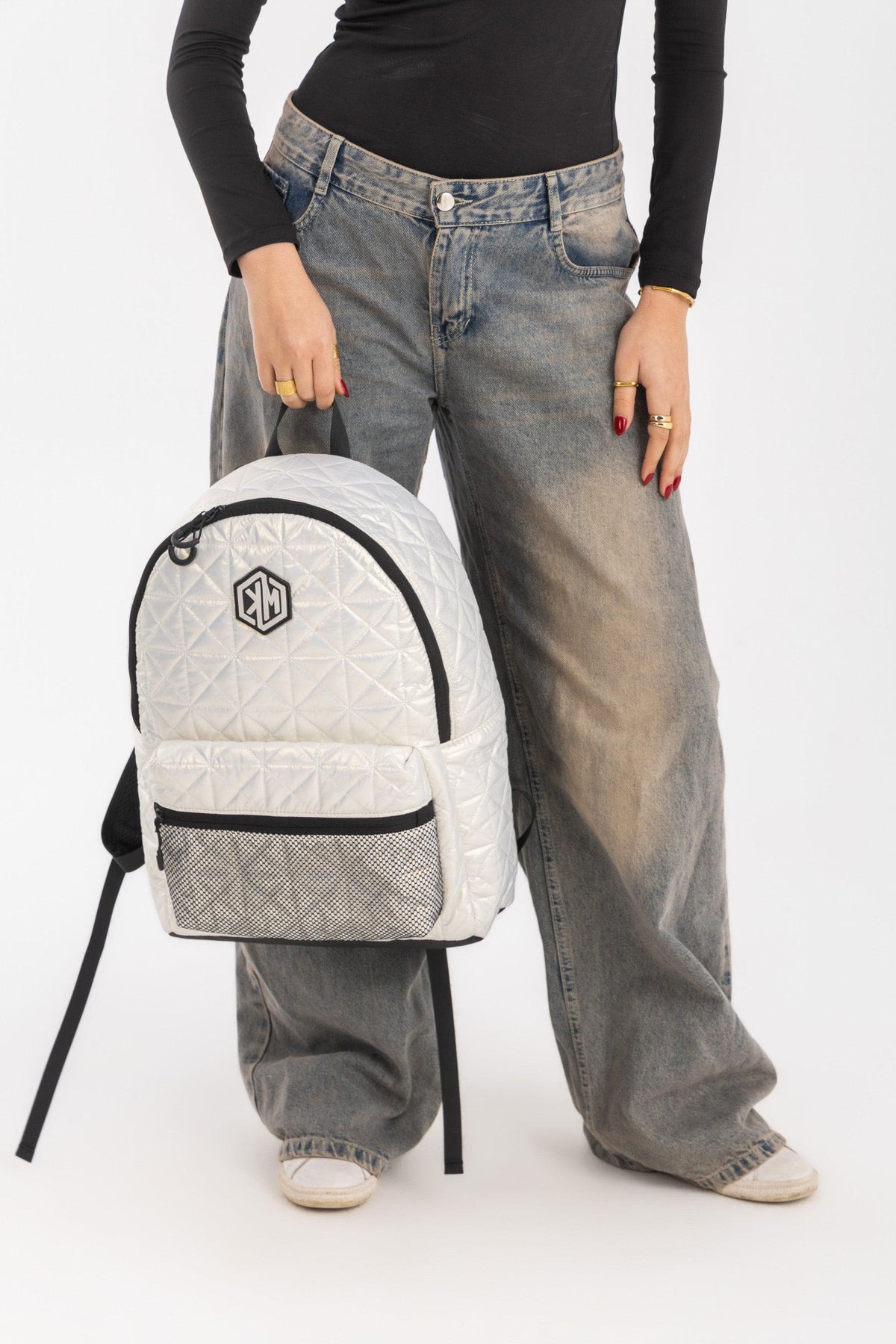 VoyagePorter Travel Backpack – White by KM Signee – quilted lifestyle and travel backpack, image 6 of 7