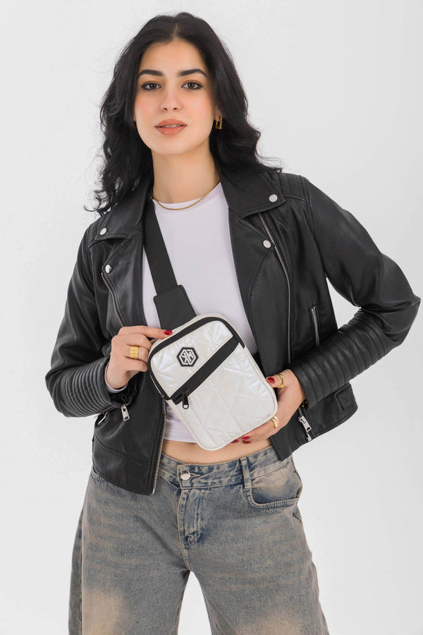 KM Signee Backpack White Pearls Epic Edge Travel Mini Sling – Compact. Stylish. Everyday Essential