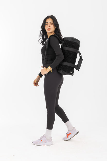 Metallic Black LuxePorter 3-in-1 Sport & Travel Bag by KM Signee – convertible backpack, duffle and shoulder bag, image 9 of 21