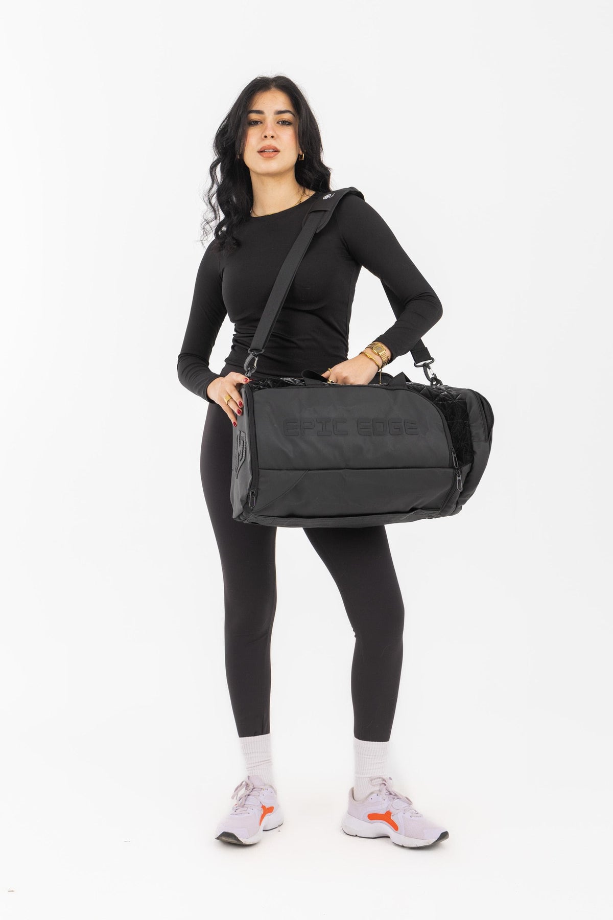 Metallic Black LuxePorter 3-in-1 Sport & Travel Bag by KM Signee – convertible backpack, duffle and shoulder bag, image 7 of 21