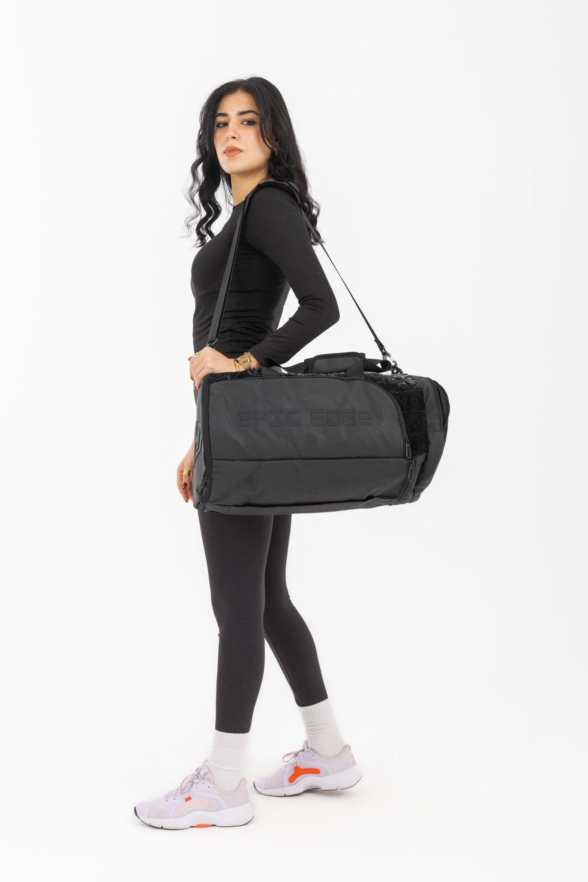 Metallic Black LuxePorter 3-in-1 Sport & Travel Bag by KM Signee – convertible backpack, duffle and shoulder bag, image 1 of 21