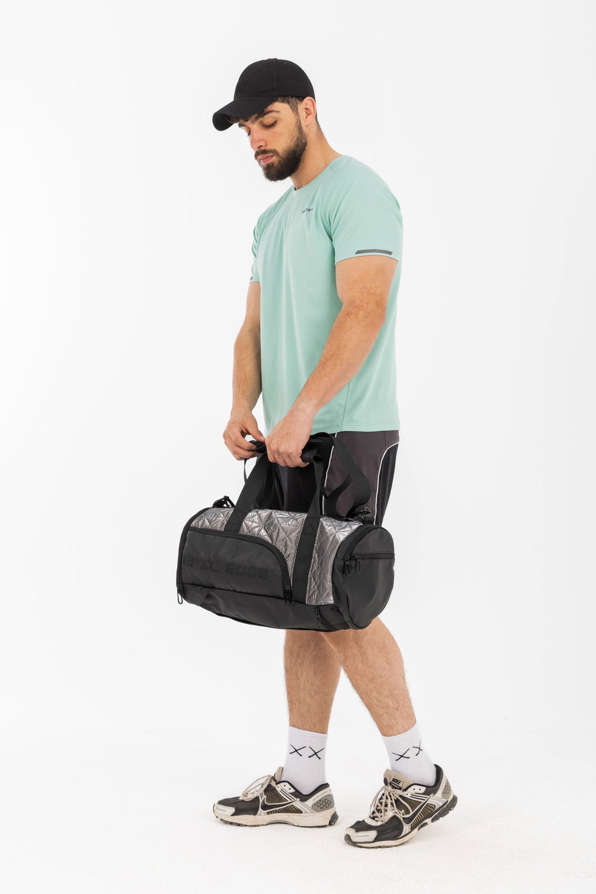 Metallic Grey LuxePorter 3-in-1 Sport & Travel Bag by KM Signee – convertible backpack, duffle and shoulder bag, image 15 of 16