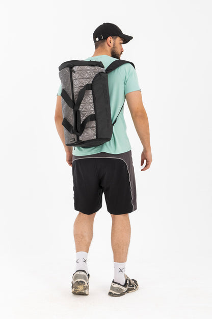 Metallic Grey LuxePorter 3-in-1 Sport & Travel Bag by KM Signee – convertible backpack, duffle and shoulder bag, image 7 of 16