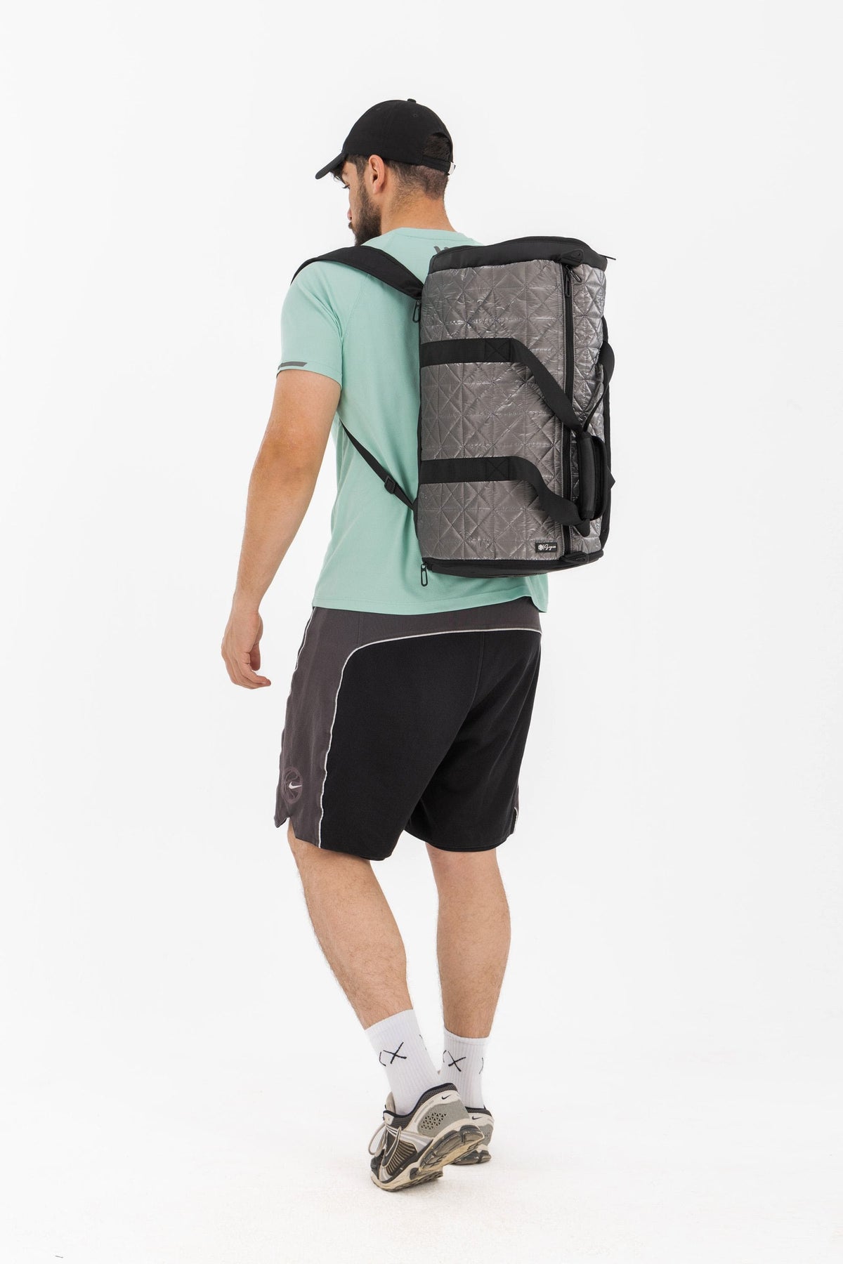 Metallic Grey LuxePorter 3-in-1 Sport & Travel Bag by KM Signee – convertible backpack, duffle and shoulder bag, image 8 of 16