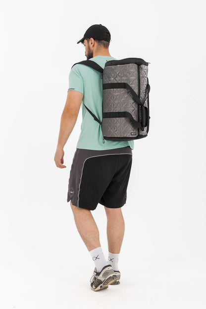 Metallic Grey LuxePorter 3-in-1 Sport & Travel Bag by KM Signee – convertible backpack, duffle and shoulder bag, image 8 of 16