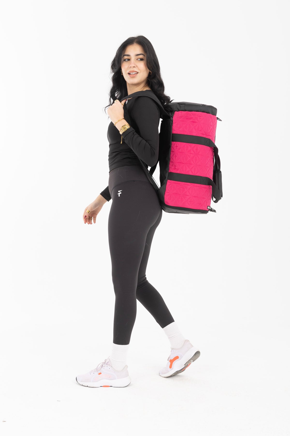 Pink LuxePorter 3-in-1 Sport & Travel Bag by KM Signee – convertible backpack, duffle and shoulder bag, image 12 of 17