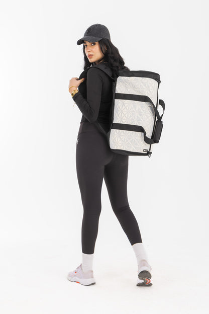 White Pearls LuxePorter 3-in-1 Sport & Travel Bag by KM Signee – convertible backpack, duffle and shoulder bag, image 4 of 16