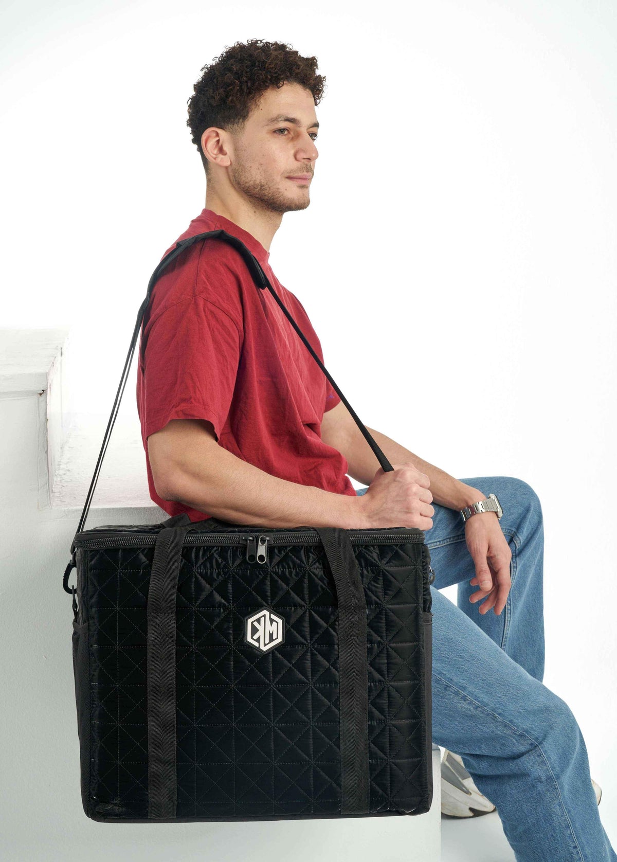 Onyx Black Thermal Bag by KM Signee – insulated hot and cold lunch bag, image 4 of 13