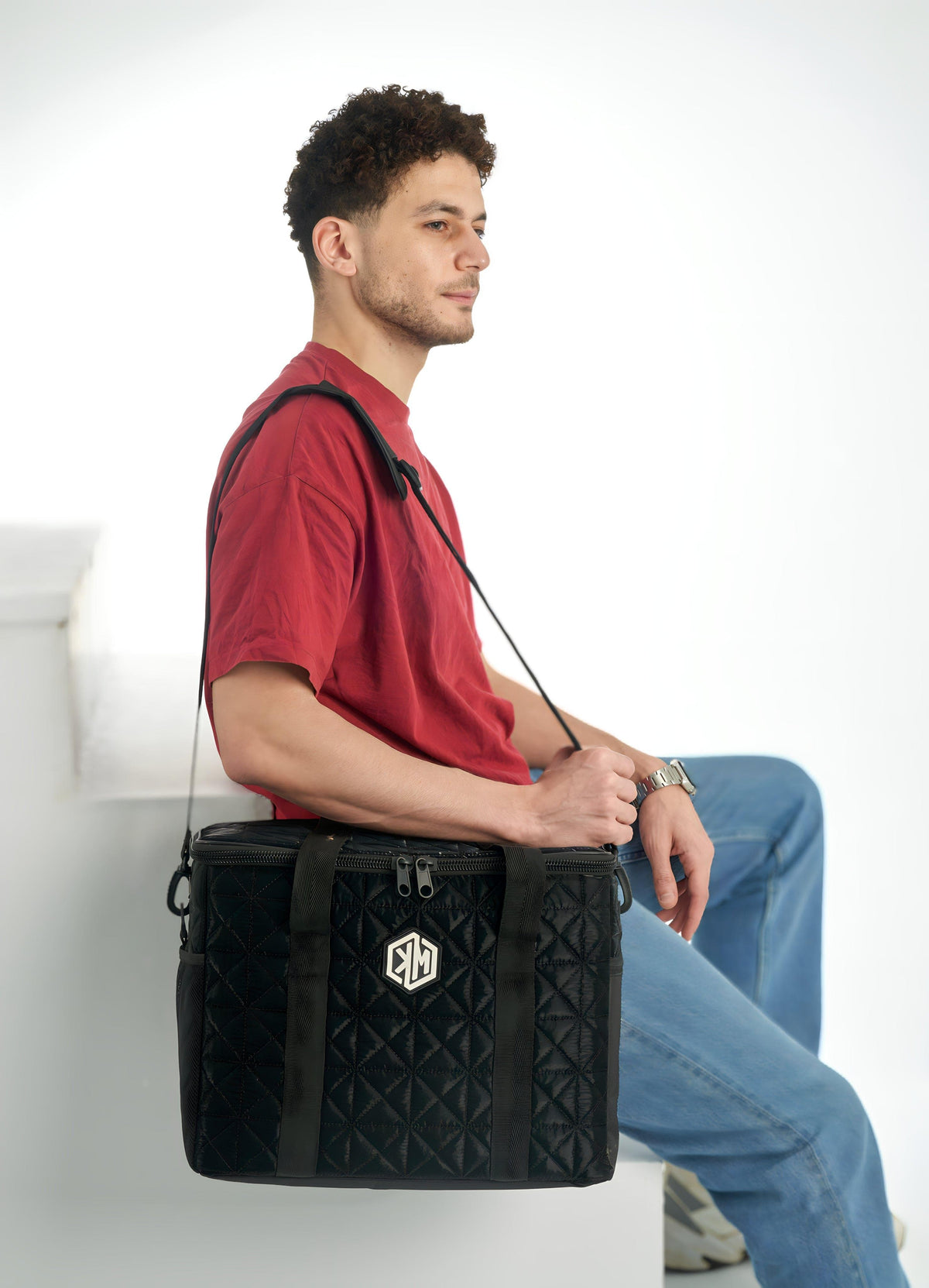 Onyx Black Thermal Bag by KM Signee – insulated hot and cold lunch bag, image 5 of 13