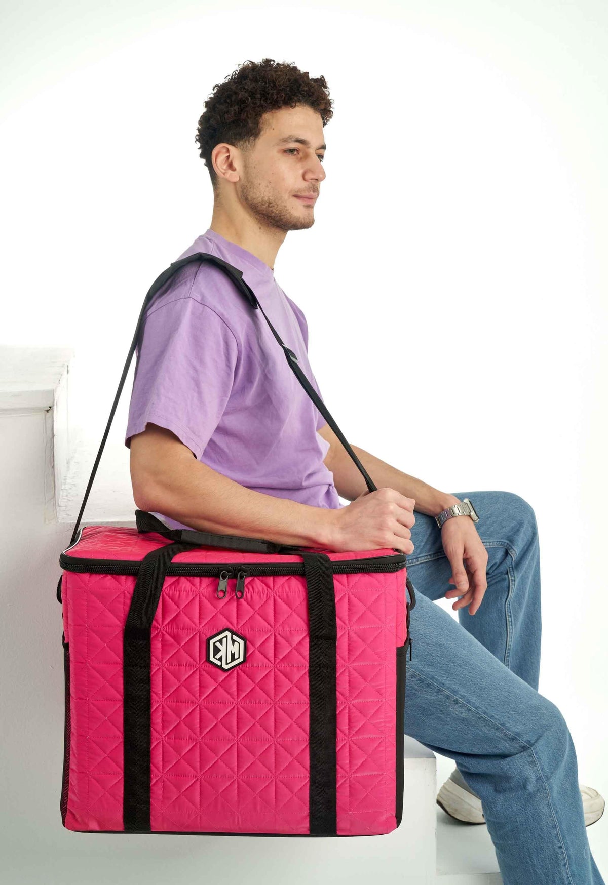 Rosy Pink Thermal Bag by KM Signee – insulated hot and cold lunch bag, image 7 of 10