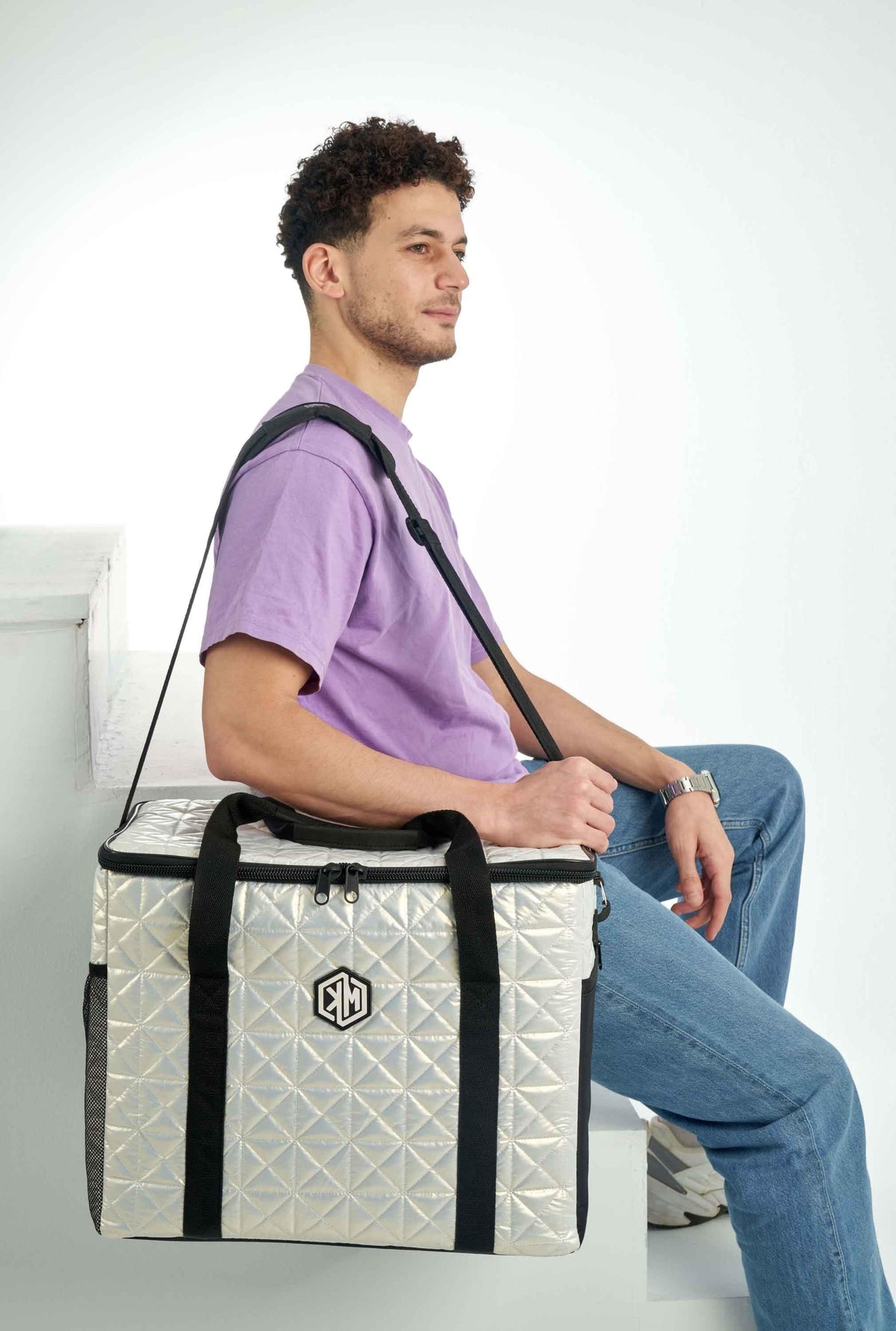 White Pearls Thermal Bag by KM Signee – insulated hot and cold lunch bag, image 6 of 9