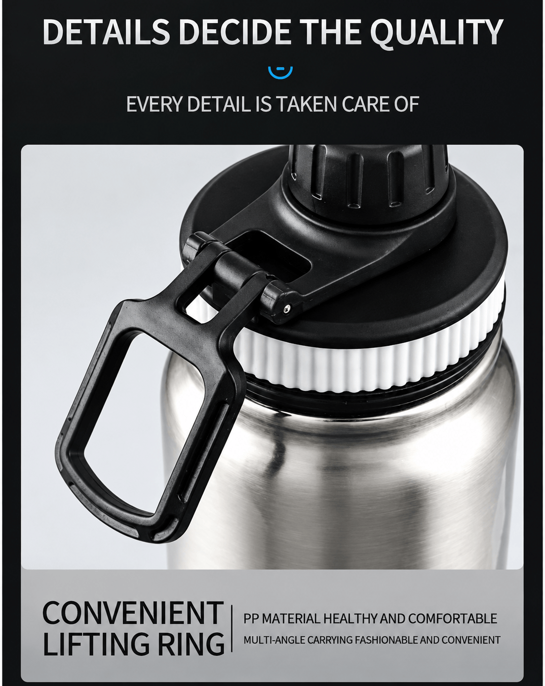800ml Insulated Sport Water Bottle by KM Signee – double-wall stainless steel flask, keeps drinks hot, image 4 of 9
