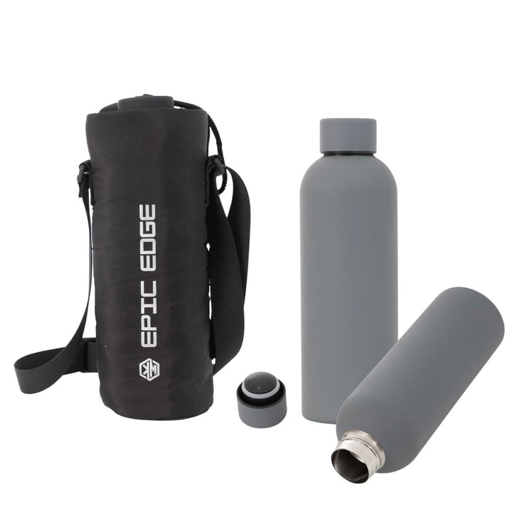 KM Signee Water Bottle Gray Epic Edge 500 mL Stainless Thermal Bottle & Protective Covercase