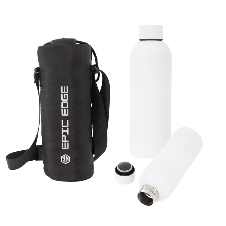 KM Signee Water Bottle White Epic Edge 500 mL Stainless Thermal Bottle & Protective Covercase
